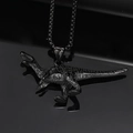 Collana con ciondolo a forma di dinosauro T-Rex nero in stile punk gotico e industriale - Ciondolo Nero (Solo Ciondolo)
