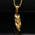 Gothic punk style gold-plated skull pendant necklace for men with chunky square box chain - Gold Pendant Only (Without Chain)