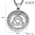 Nordic Celtic Rune and Triquetra pendant in matte silver stainless steel on square chain - Silver Tone Pendant Only (Without Chain)