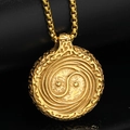 Collar con colgante Tai Chi vintage en acero inoxidable pulido dorado para hombre punk - Colgante Individual (Sin Cadena) / Dorado