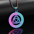 Regenbogenfarbene Keltenknoten-Kette mit Runenanhänger aus Edelstahl und passender Perlenkette - Regenbogen Anhänger Ohne Kette