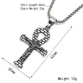 Oud-Egyptische Ankh-kruis hanger met Jezus-crucifix aan roestvrijstalen schakelketting - Staal Kleur Alleen Hanger (Zonder Ketting)