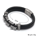 Bracelet tressé en cuir pour homme avec fermoir magnétique en acier circonférence 22cm - Acier