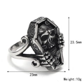 Gothic punk coffin skull ring in vintage distressed titanium steel for men - US 7 / Steel