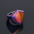 Punk style shield geometric titanium steel ring with colorful gradient electroplating finish - US 7 / Rainbow