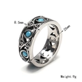 Retro stainless steel ring with turquoise gemstones and intricate Celtic knot engravings - US 7 / Steel
