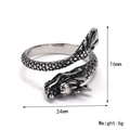Retro chinese dragon open ring in silver stainless steel with detailed dragon scales - US 7 / Steel