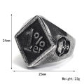 Detailansicht von Vintage 1%er Biker-Ring mit Totenkopf-Relief und Größenmaßen - Größe 7 / 1%er Biker Stil (Stil 10)