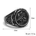 Detailed view of vintage skull ring dimensions showing height 20mm and width 25mm - Size 7 / Top Hat Skull Style (Style 4)
