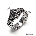 Retro stainless steel cross ring with black gemstone inlay and vintage woven texture - US 7 / Steel