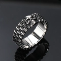 Anello punk gotico con teschi in acciaio inossidabile argento vintage scolpito - US 7 / Colore acciaio