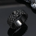 Anello teschio punk hip-hop da uomo, fascia larga in acciaio inossidabile nero gotico - US 7 / Nero