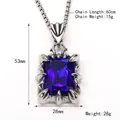 Retro dragon claw pendant necklace with purple gemstone in vintage punk titanium steel - Steel Blue Gemstone (Pendant Only (Without Chain))