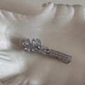 Detail of silver bow hair clip with purple pear-cut crystals and sparkly rhinestones - Exquisite Rhinestone Clip-Butterfly