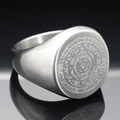 Vintage Siegelring aus Edelstahl mit eingraviertem Hexagramm-Stern und gebürstetem Metall - US 7 / Stahlfarben