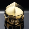 Punk style golden stainless steel skull mask ring with gothic helmet design for men - US 7 / Gold