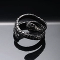 Vintage titanium steel snake ring with realistic scale texture and black oxidized finish - Black