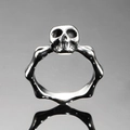 Anello punk teschio da uomo in design scheletro gotico in acciaio inossidabile lucido - Taglia 6 / Color Acciaio