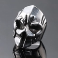 Vintage Spartaner Totenkopf Ring für Herren, Punk-Stil oxidierter Titanstahl Schmuck - US 7 / Stahlfarbe