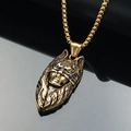 Detail of vintage catwoman mask pendant with antique gold finish on a round box chain - Gold Color Pendant (No Chain)