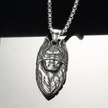 Vintage oxidized titanium steel cat-woman and wolf warrior pendant with box chain - Steel Color Pendant (Without Chain)