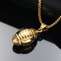 Retro punk gold american football pendant necklace with shiny box chain on black reflective base - Pendant Only (No Chain) / Gold