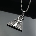 Pyramid necklace with Eye of Horus Ankh symbol and zircon stone on black mirror background - Silver Pendant (Pendant Only)