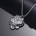 Vintage Viking compass pendant in silver steel on a dark reflective surface - Steel Color Pendant (Without Chain)