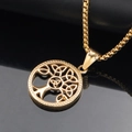 Collier Arbre de Vie doré avec pendentif nœud celtique et chaîne box sur fond noir - Pendentif Doré Uniquement (Sans Chaîne)