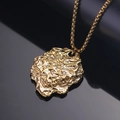 Vintage gold Viking compass pendant with rock texture and square chain on black background - Gold Color Pendant (No Chain)