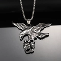 Gothic punk eagle pendant necklace in silver stainless steel with skull motif design - Steel Color Pendant (WD-448) / Pendant Only (No Chain)