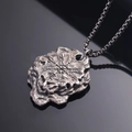 Vintage steel Viking Vegvisir compass pendant with distressed rock texture on box chain - Vintage Color Pendant (No Chain)