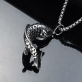 Collana con ciondolo carpa koi vintage in acciaio inossidabile con scaglie texture - Pendant Only (Without Chain) / Color Acciaio