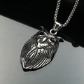 Collana con ciondolo a forma di gufo vintage in acciaio inox con pietre nere e catena - Solo Ciondolo in Zircone Nero Acciaio (Senza Catena)