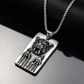 Hip hop vintage titanium steel tiger pendant necklace with box chain and beast carving - Steel Color Pendant (Without Chain)