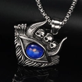 Vintage Turkish evil eye skull pendant necklace in retro silver stainless steel finish - Steel Color Blue Starry Ball Pendant (Without Chain)