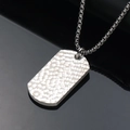 Men's hip hop dog tag necklace with hammer texture pendant and box chain in matte silver - Steel Color Pendant Only (Without Chain)
