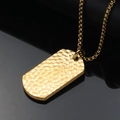 Minimalist gold-plated rectangle pendant necklace with hammered texture and box chain - Gold Color Pendant Only (Without Chain)
