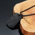 Men's black box chain necklace with textured hammer pattern military dog tag pendant - Black Color Pendant Only (Without Chain)