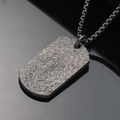 Men's hip-hop stainless steel military tag pendant necklace with textured meteorite pattern - Vintage Silver Color Pendant Only (Without Chain)
