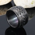 Vintage Keltenknoten Edelstahl Herrenring, breites Design mit antikem schwarzem Finish - US 7 / Schwarz