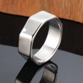 Minimalist hexagonal polished stainless steel ring for men with a mirrored finish - US 7 / Steel