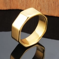 Polished gold octagonal stainless steel ring with minimalist geometric design - US 7 / Gold