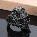 Vintage black stainless steel masonic skull ring for men with intricate engraving - US 7 / Black
