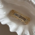 Detail of rectangular acetate hair clip with brown marble pattern and silver metal clip - Beige Marble Rectangular
