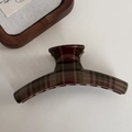 Detail of large Scottish plaid hair claw clip in dark red and forest green finish - Dark Red Green Plaid Thick Bar