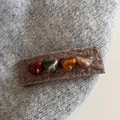 Brown plush hair clip featuring four 3D heart charms in resin with cat-eye effect - Glitter Heart Plush Clip-Light Coffee
