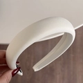 Detailed close-up of cream-white padded sponge headband with fine diagonal twill fabric texture - Candy Series Headband - Cream White