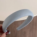 Close-up of light blue sponge headband showing thick twill fabric texture and anti-slip layer - Candy Series Headband - Light Blue