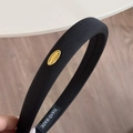 Classic black padded fabric headband with oval gold metal trim and handmade label - 2 cm / Black